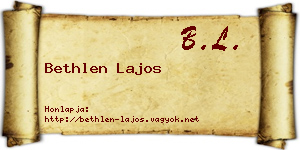 Bethlen Lajos névjegykártya